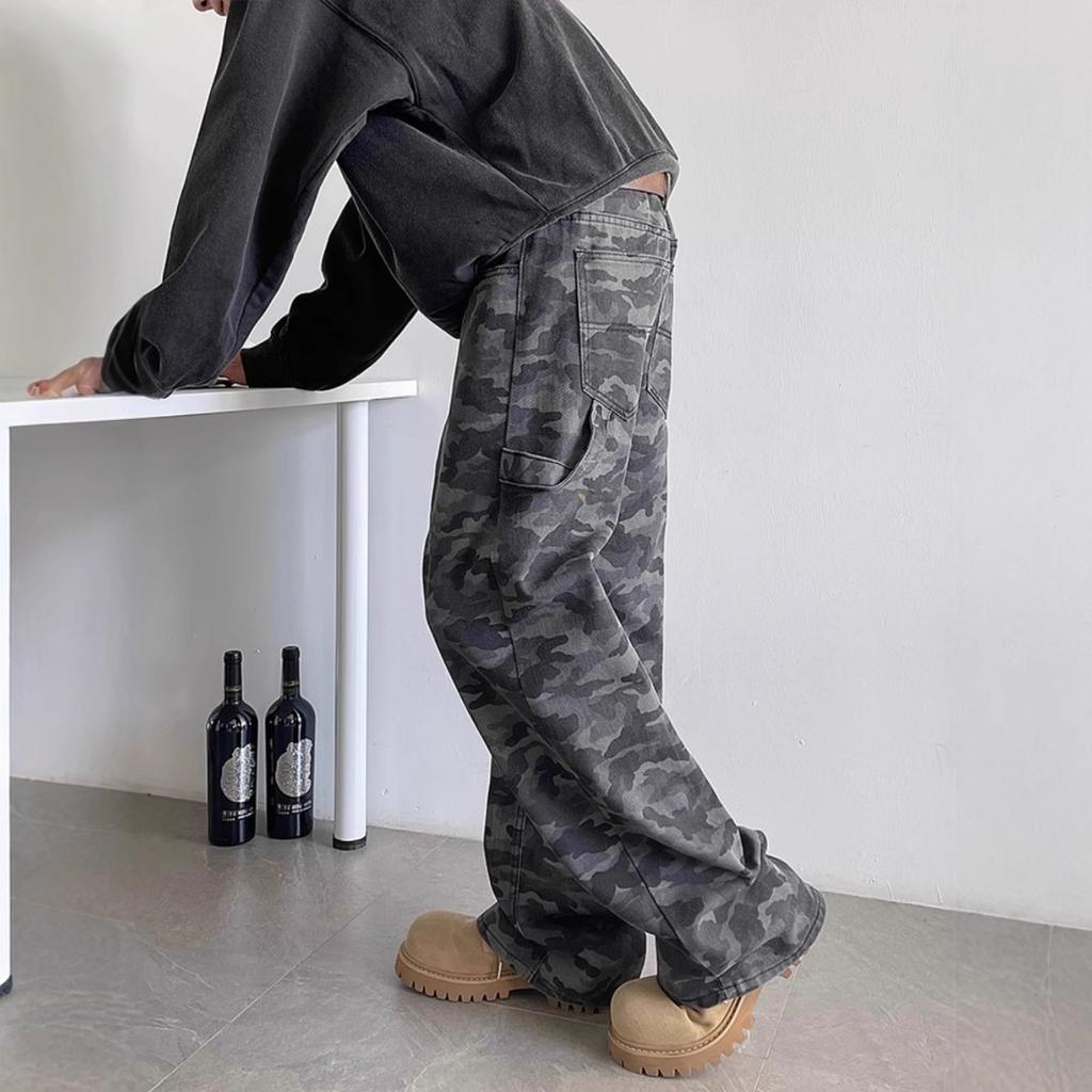 JYL Men's Ripped Jeans American High-Street Vibe  Autumn New Design Denim Pants