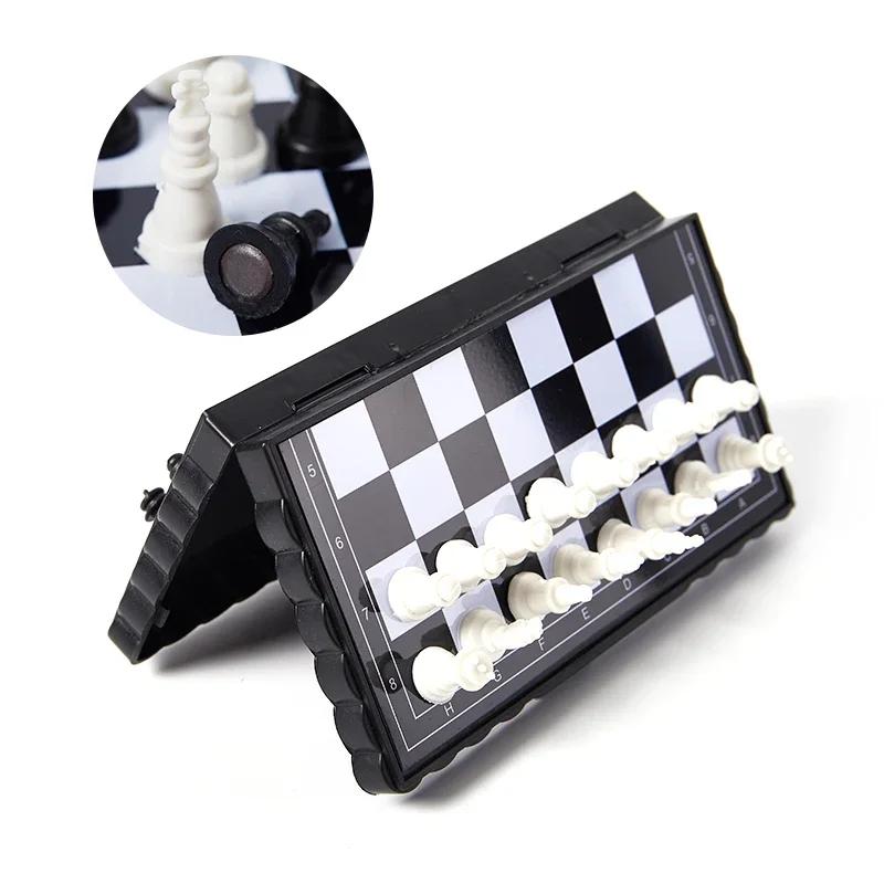1 Set Plastic Mini International Chess Folding Magnetic Chessboard Board Game Portable Home Outdoor Kid Toys Light Weight