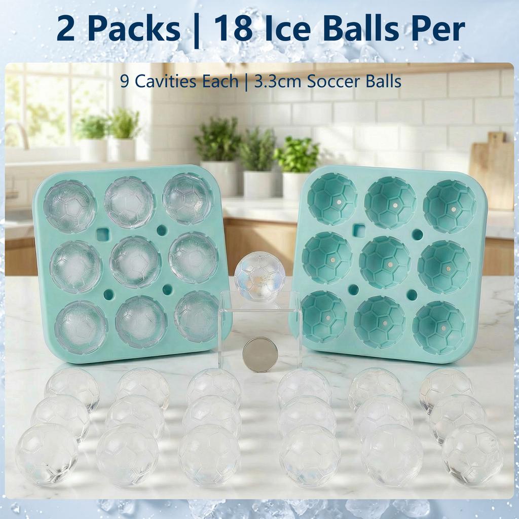 Soccer Ice Cube Mold Football Shapes Ice Cube Tray Silicone Sphere Ice Mold Chocolate Mold for Chilling Whiskey Cocktails Drink