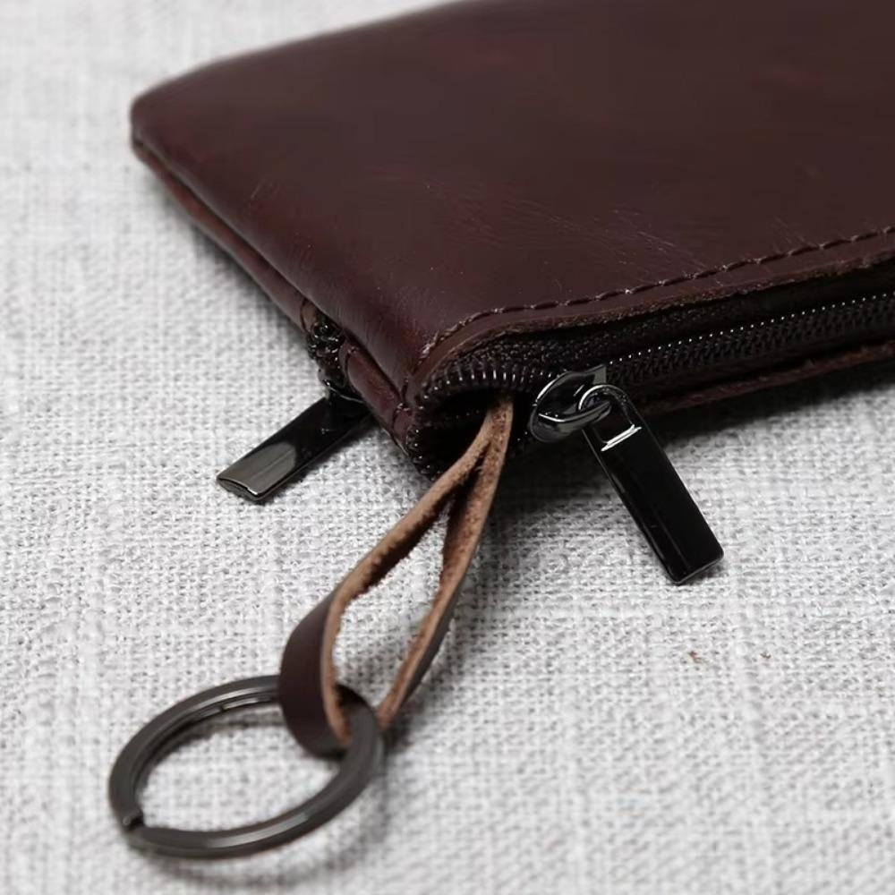 Portable Zipper Small Wallet Leather Key Case Simple Mini Coin Purse  Short Handbag
