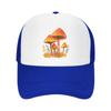Orange Mushroom Print Trucker Hat Unisex Polyester Mesh Baseball Cap Adjustable Summer Cap