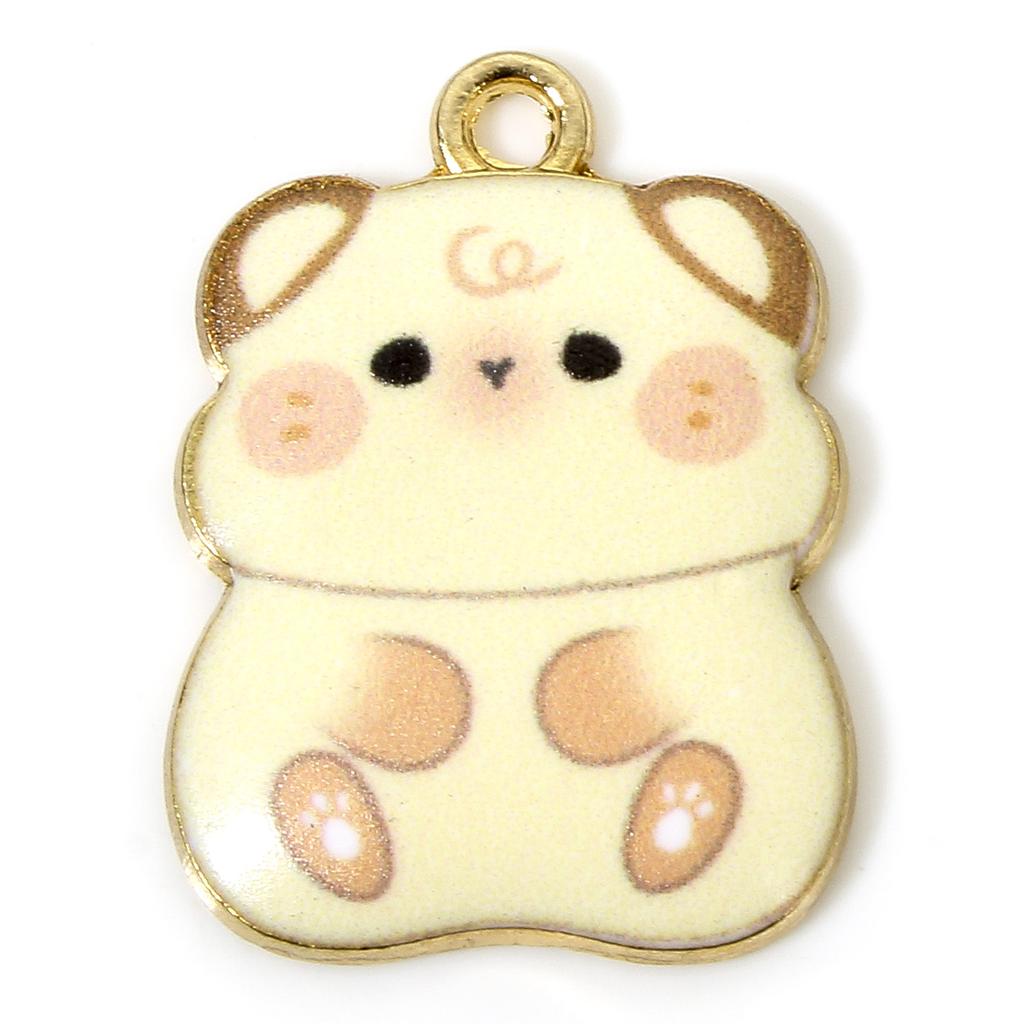 10 PCs Multicolor Hamster Cat Enamel Charms Zinc Based Alloy Gold Plated Pendants for DIY Jewelry Making 23mm X 17mm
