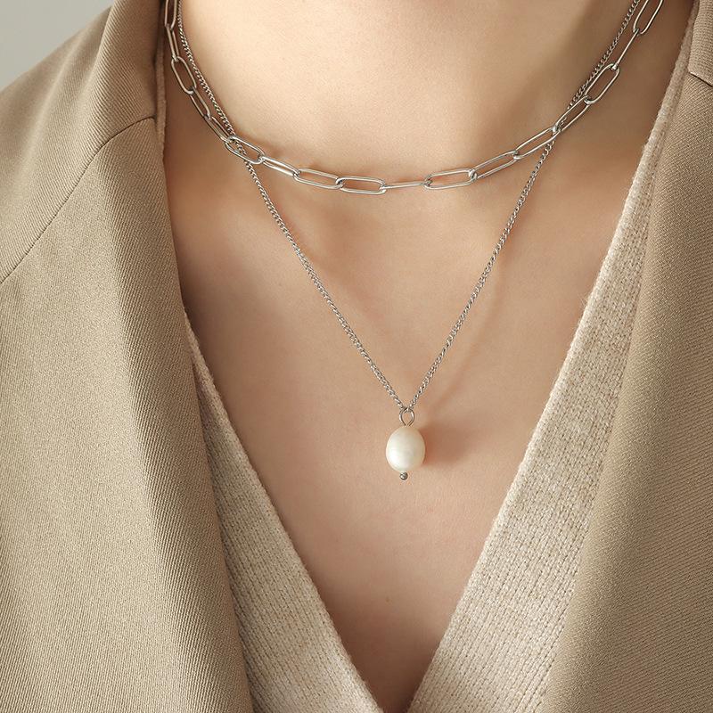 European & American Trendy Multi-layer Freshwater Pearl Pendant Necklace for Women