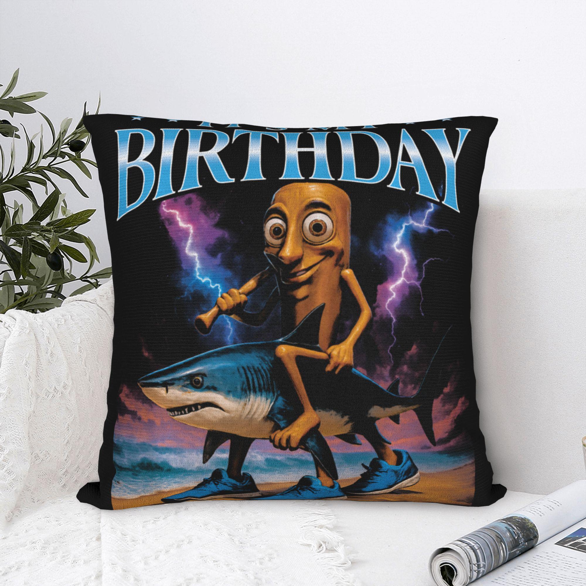 Annier Unisex Tung Sahur Birthday Italian Brainrot Funny Bootleg Pillow Case Comfy Pillow Cover Kawaii Cushion Cover For Chair Sofa Home Decor