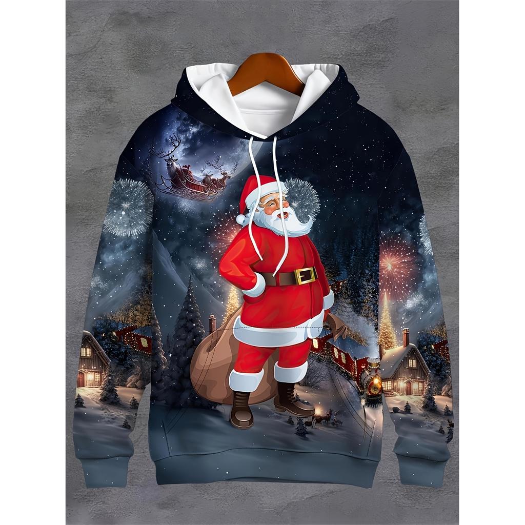 Christmas Santa Claus 3D Printed Hoodies Girl Boy Casual Fashion Oversized Sweatshirts Hoodie Pullovers Tracksuit Kids Clothing