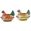 Hen Nest Glass Dish with Lid Vintage Dessert Snack Plate Multi-Purpose Retro Crystal Glasses Candy Jar for Home Decoration