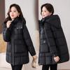 Hooded cotton clothes women's winter new small medium and long fashionable foreign style warm loose sports cotton-padded clothes