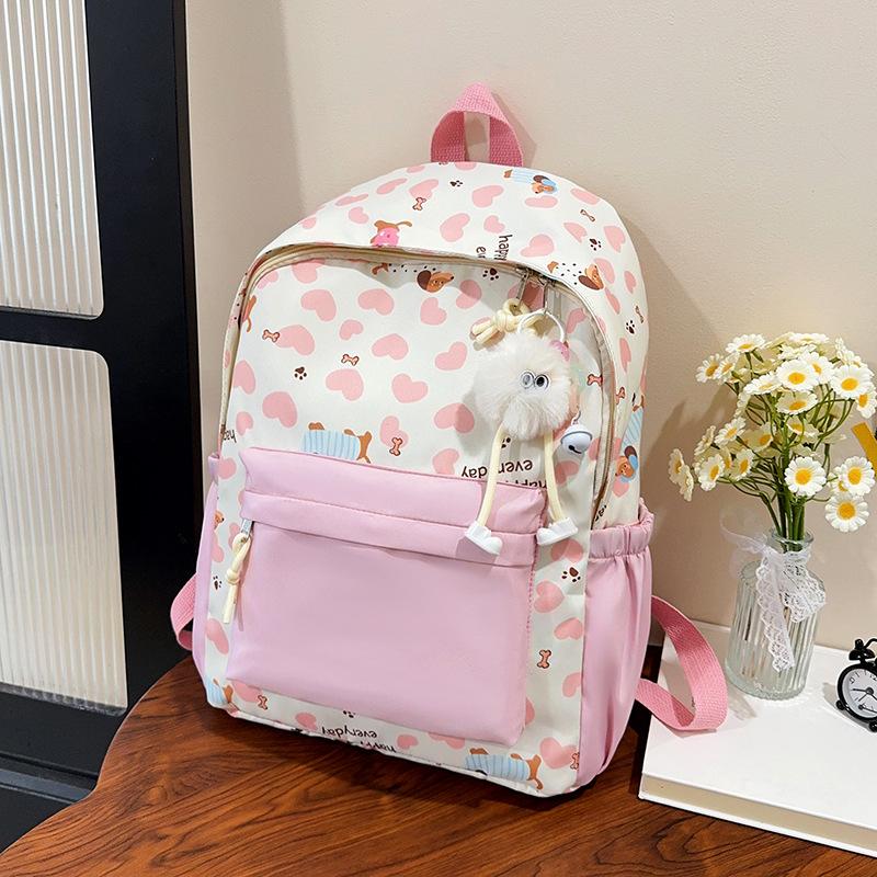 Schoolbag Japanese cartoon cute puppy printed backpack high value student girl casual contrasting color large capacity schoolbag