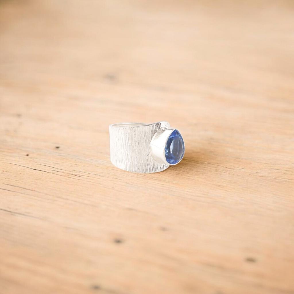 Tansanit Edelstein 925 Sterling Silber Handgefertigter Schmuck Damen Verlobungsring RR-63-6