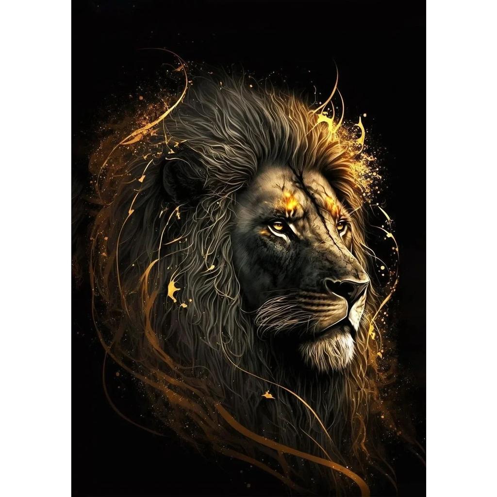 Black And Gold Animals Poster Animal Eagle Lion Carp Wolf Photo Canvas Print Poster Wall Art Decoration Painting Home Decoration