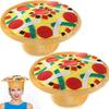 Vtipný klobouk na pizzu, Zábavný doplněk ke kostýmu na Halloween, Potřeby a dekorace na pizza party, Bláznivý hloupý klobouk s plstěnými polevami
