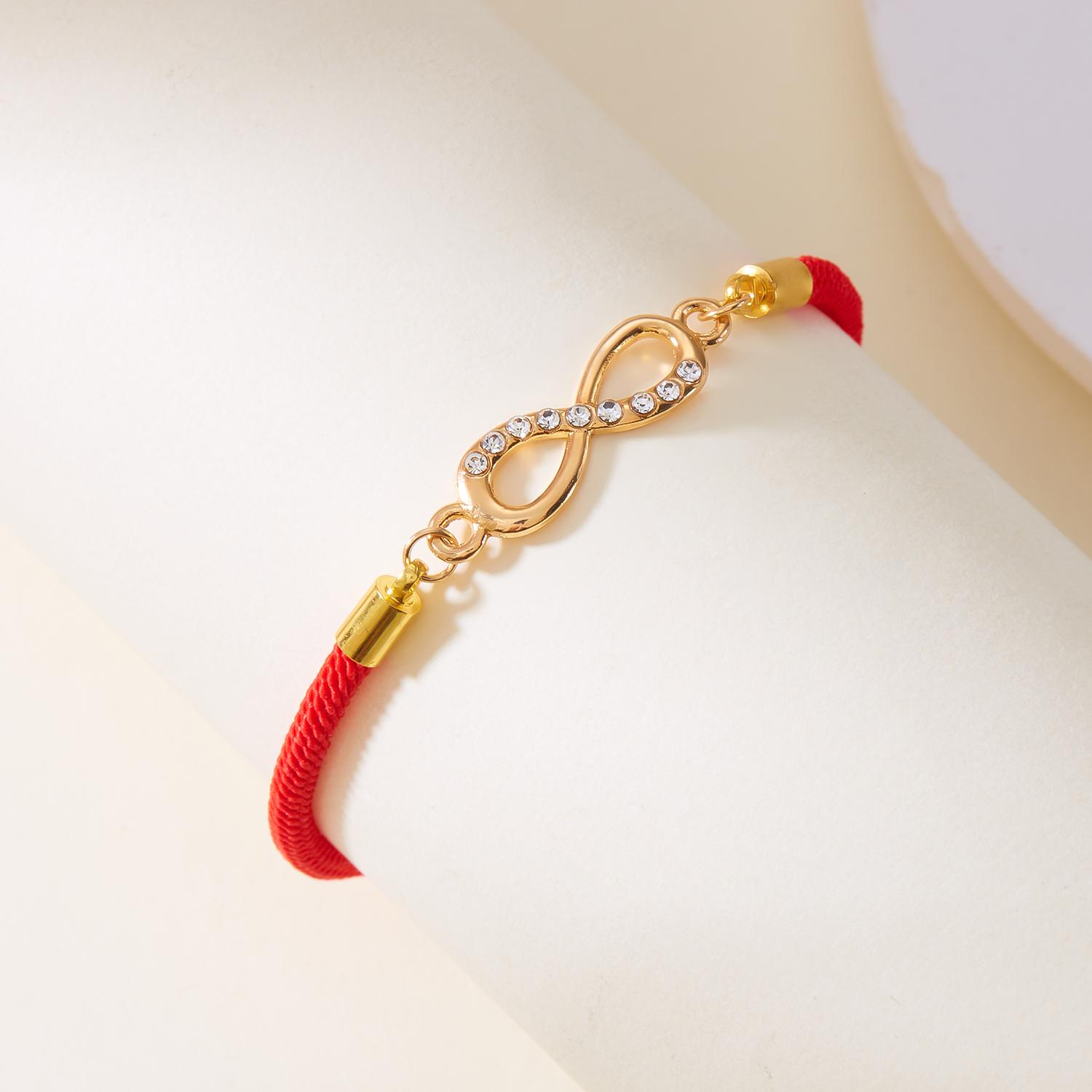 Романтичные Браслеты Бесконечная Любовь 8 Штук с Подвесками Бесконечность для Женщин Изысканные Цирконы Кристаллы Счастливая Красная Нить Ручной Работы Браслеты Украшения