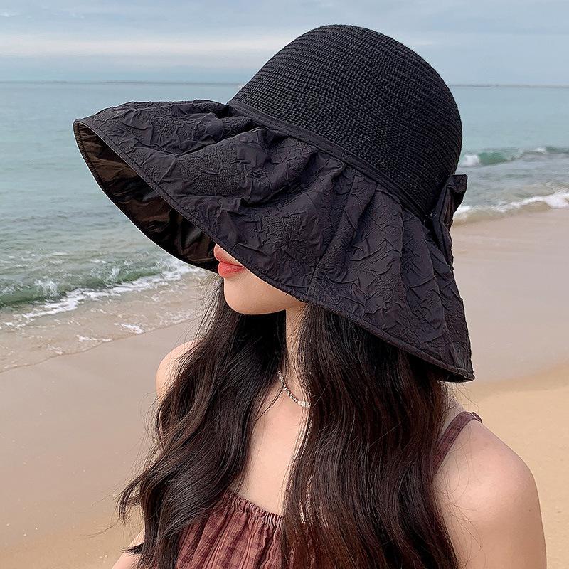 New summer beach hat seaside outing big eaves bucket hat breathable sunscreen sunshade ultraviolet sun hat