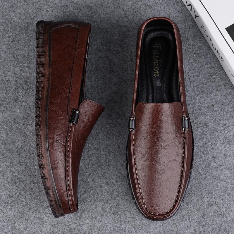 Genuine Leather Mens Formal Loafers Handmade Design Slip-On Flats Business Shoes Comfortable Moccasins Simple Male Driving Shoes