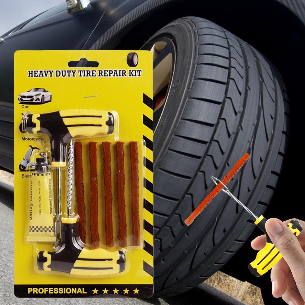 Tire Plug Repair Kit Heavy Duty Car Flats Tire Plug Kit Heavy Duty Portable Fix Tools With T-Handle Auto Accessories For Sedans