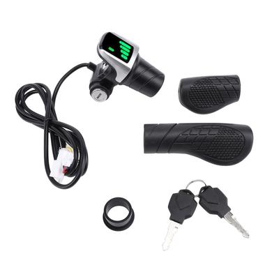 36V Twist Grip Throttle with LCD Display Key Lock Power Indicator Electric Scooter Rubber Half Twist