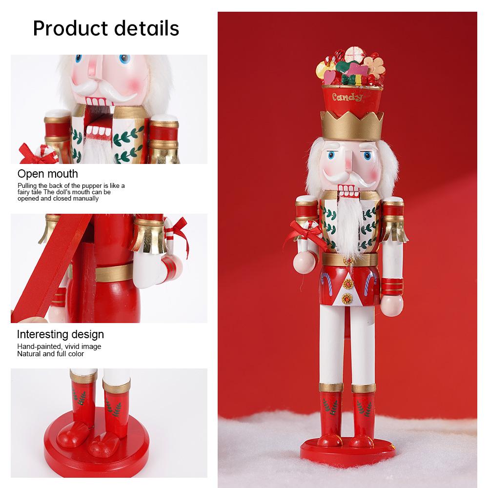 38CM Christmas Nutcracker puppet candy series soldier wooden Nutcracker statue handicraft doll toy New Year gift home decoration
