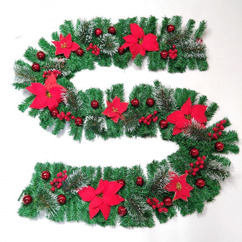 Hot-Selling 2.7m Christmas Tree Decoration Rattan for Staircases, Hotels, Malls, Bars, and Door Hanging — Encrypted Rattan Wreath