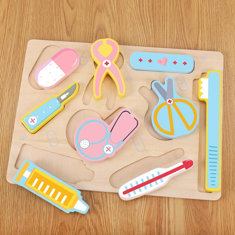 Wooden Flat Cut Watch Fruit and Vegetable Snack Cut Music Wood Cut Fruit Children Play House Kitchen Toys