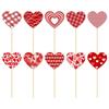 15PCS Heart Shape Valentines Day Decorations Romantic Arrange Props Bouquet Decoration Sticks Confession Multipurpose