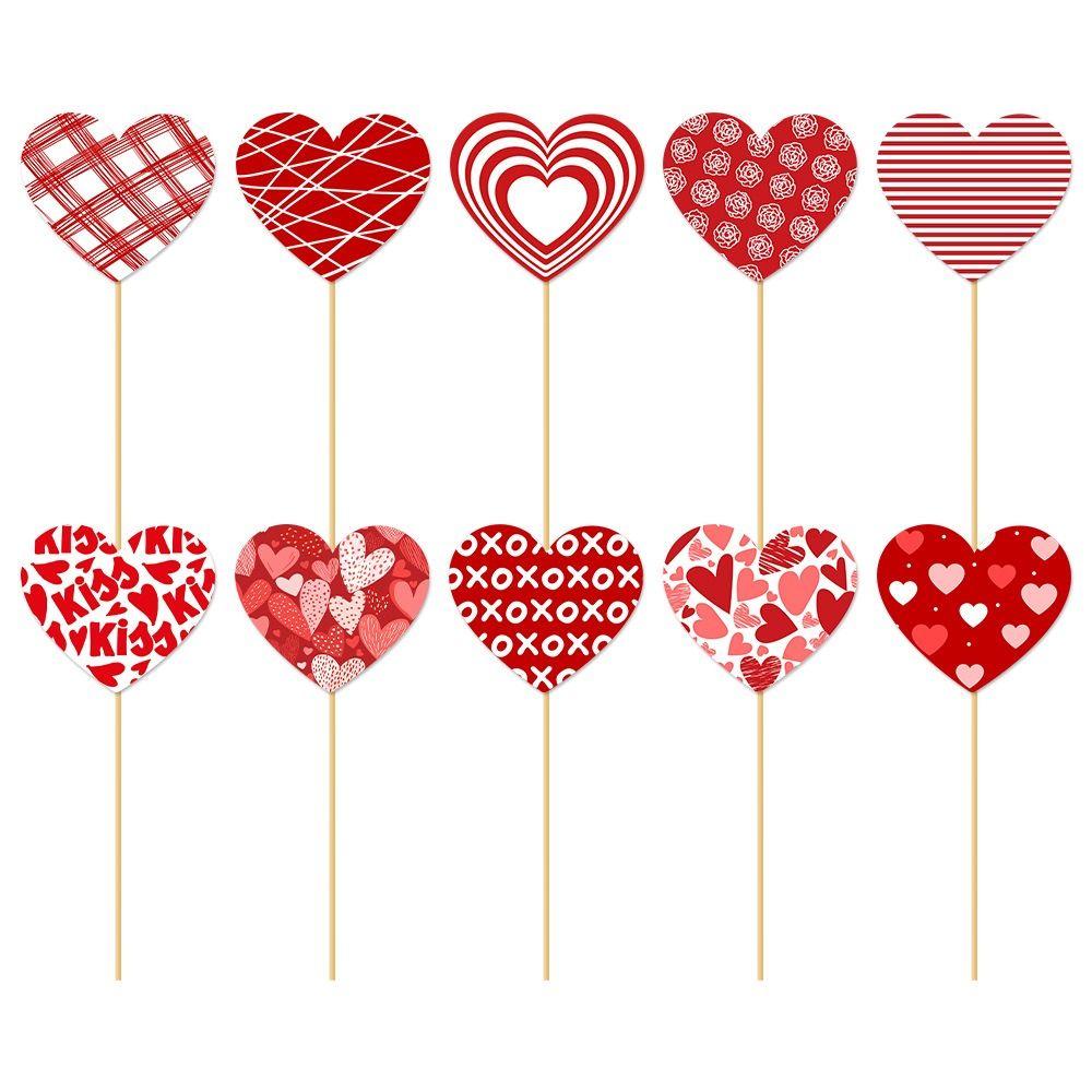 15PCS Heart Shape Valentines Day Decorations Romantic Arrange Props Bouquet Decoration Sticks Confession Multipurpose
