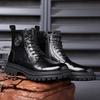 2024 Men Winter Shoes Male Warm Plush Fur Snow Boot Men's Motorcycle Boots High Quality Leather Lace Up Ankle Boots For men