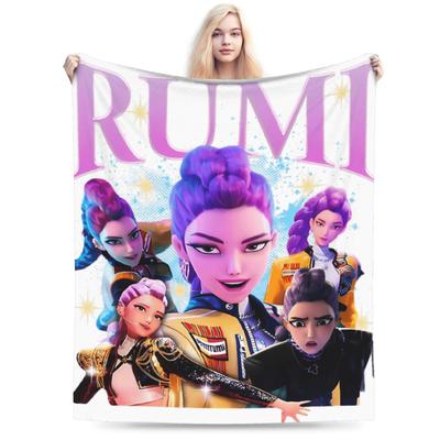Rumi K-Pop Demon Hunters Flannel Blankets Autumn Soft Bedding Throws for Girls Boys Home Decor Fashion Bedspread Sofa Bed Cover