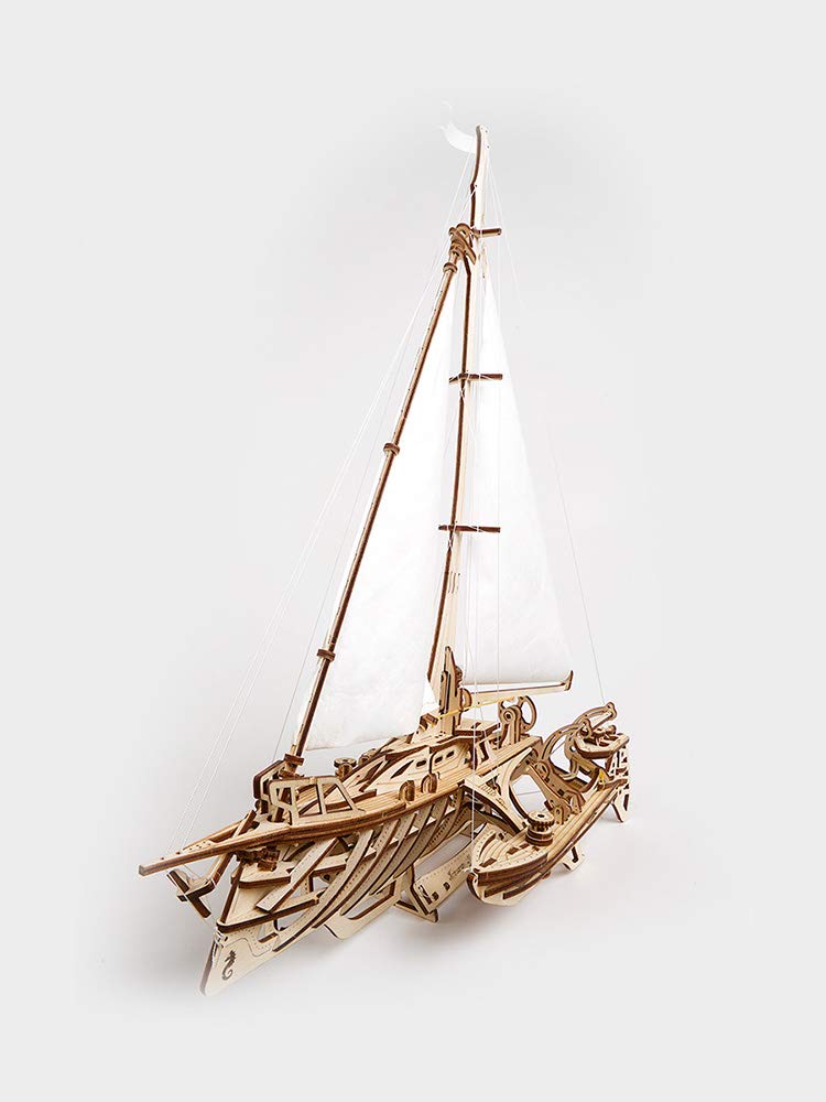 Ugears Trimaran Yacht 70059 Wooden Puzzle, Crafts & Model Building Kit, No Glue or Tools Required, for Adults