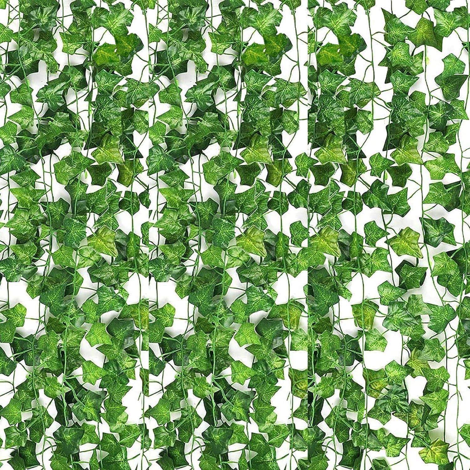 Artificial Ivy Garland, Fake Vines Green Leaves Fake Plants Hanging Vines Plant Greenery Garland for Bedroom Wedding Party Garden Wall Room Decor 4