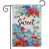 Seasonal Hydrangea Butterfly Garden Flag DoubleSided Linen Outdoor Decoration for Spring Summer