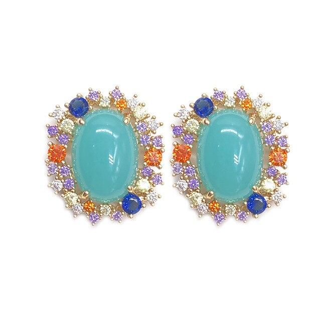 Značkové Náušnice Šperky Ženy Móda Kubický Zirkón Visacie Dlhé List Kvet Náušnice Meď Pozlátená Šperky