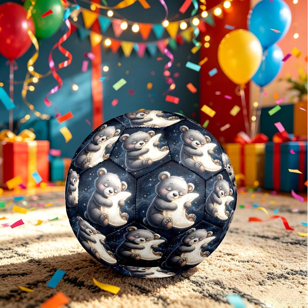 1pc Bear Moon Night Size 5 Soccer Ball Professional Match Training Football Indoor &Outdoor Sports Ball Training Ball Lightweight Durable Y41