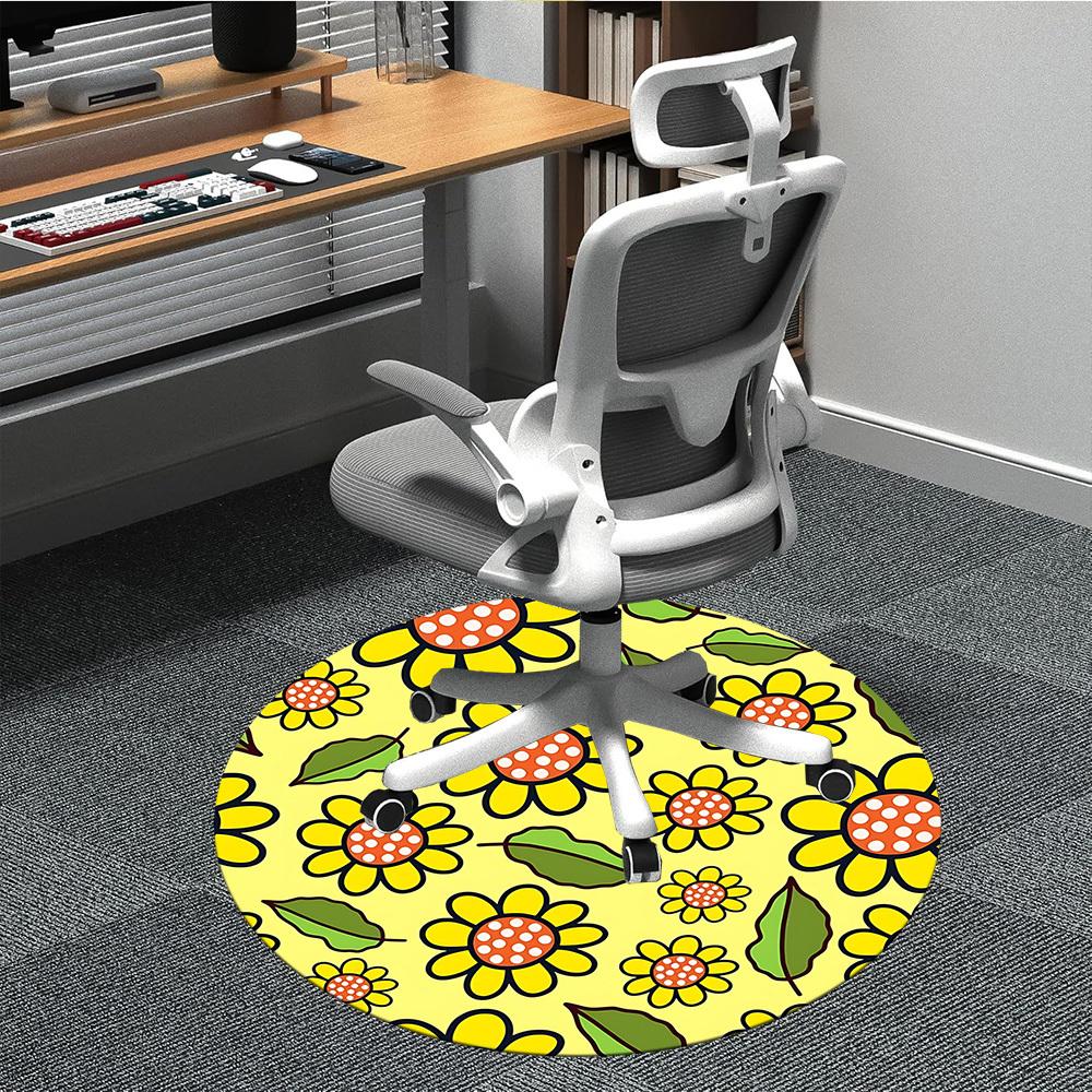 

1pc Floral Pattern Office Round Rug, Carpet for Office, Gaming, Lightweight Round Floor Mat yy260205012 80cm by 80cm