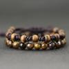 2Pcs/Pair Men Bracelet Set 8mm Onyx Tiger Eyes Stone Braclet Natural Wooden Braslet Homme Weaven Rope Brazalete Pulseira Hombre