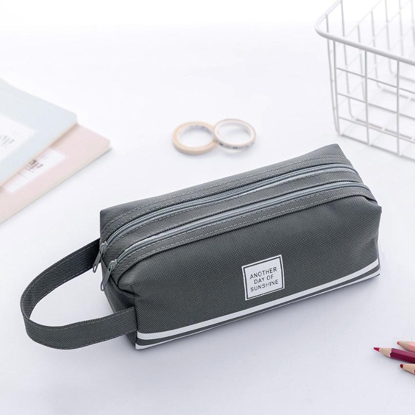 Creative Double-Layer Oxford Cloth Pencil Case with Large Capacity and Dual Zippers