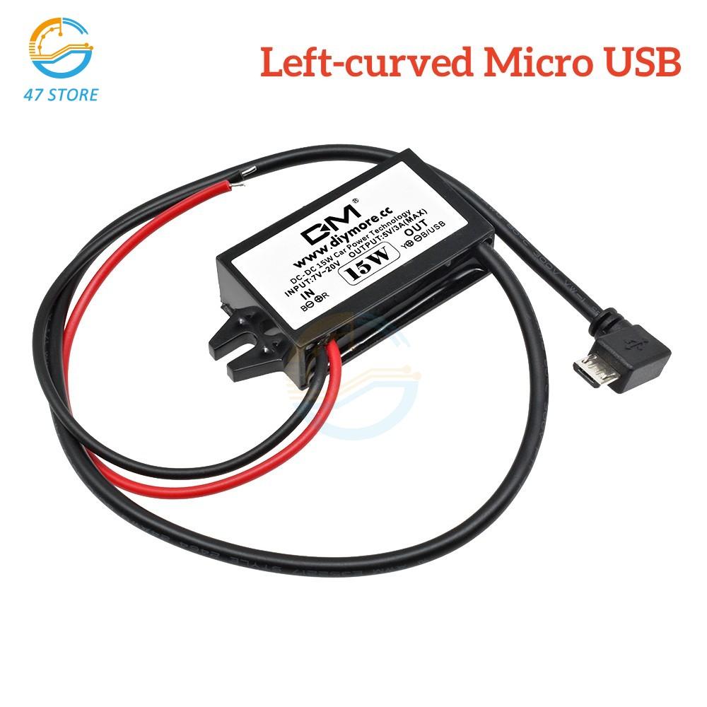 DC-DC Step Down Buck Converter Power Supply Module for Car 12V to 5V 3A 15W for Car Male Female USB Mini USB Micro USB Adapter