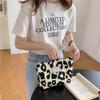 Fashionable Beige Leopard Print Canvas Tote Bag - Large Capacity Shoulder Handbag for Female Students