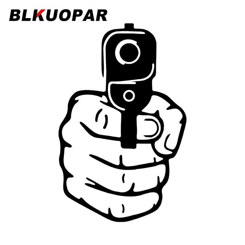 BLKUOPAR The Pistol Is Aimed At You Killer Hand Decal Graphics Creative Windshield Fuel Tank Cap Car Stickers Car Accessories