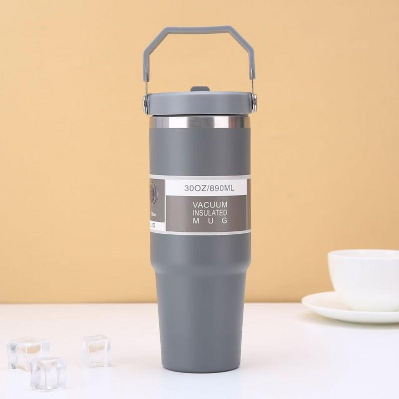 30 Oz Vacuum Insulated Stainless Steel Travel Mug With Handle Car Office Outdoor Use