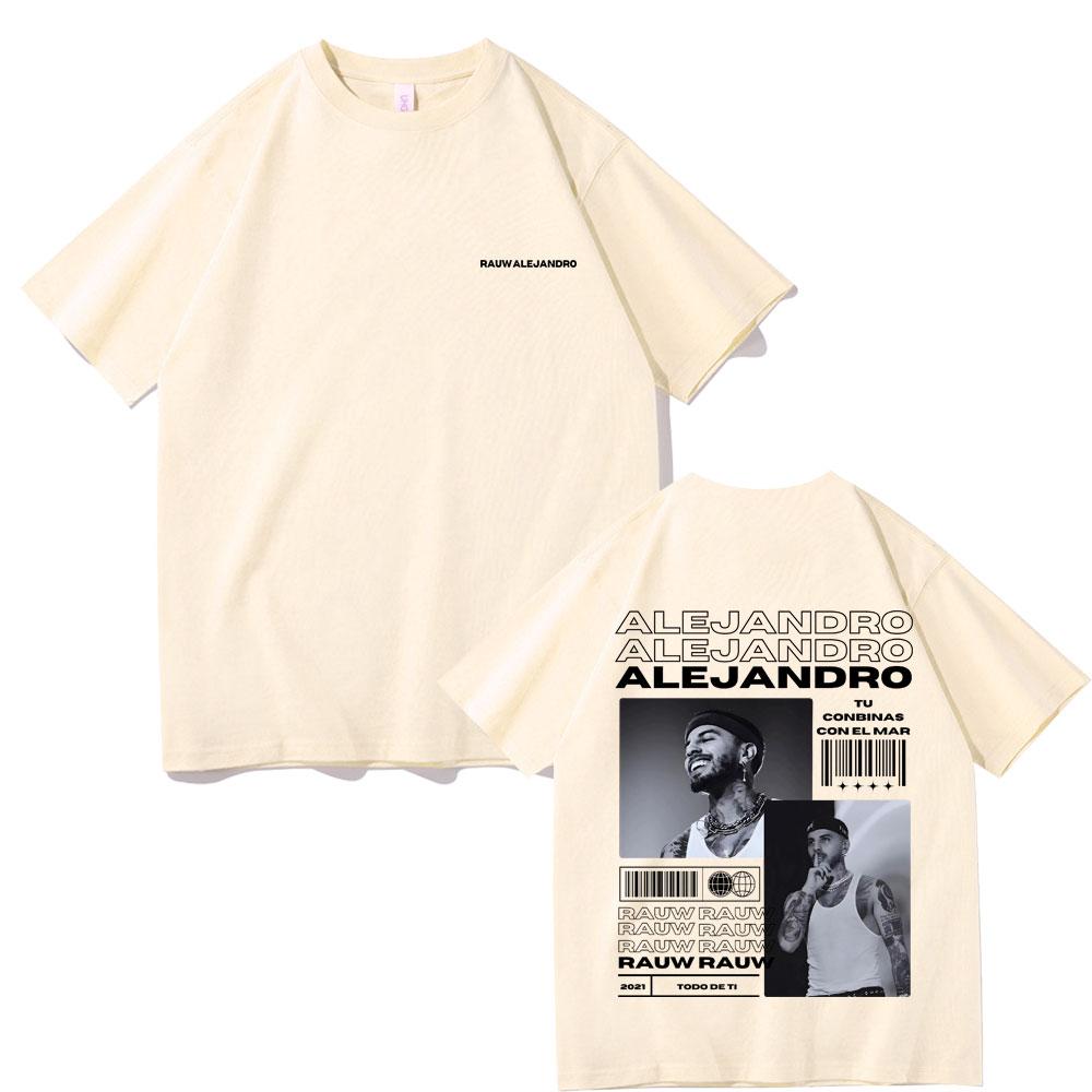 2025 Summer Rauw Alejandro Todo De Ti Photo Album Printed Tshirt Men Hiphop Loose Cotton Tshirt Fashion Retro Street Wear