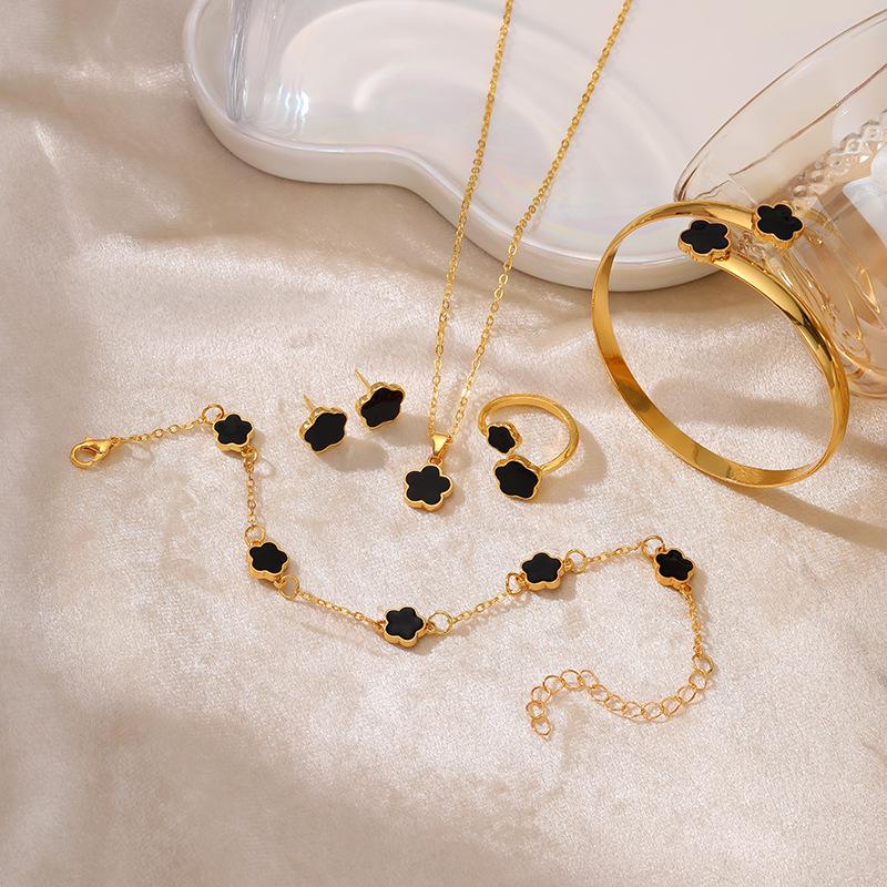 

Женский комплект украшений «Пятилистный клевер»: Ожерелье и серьги «Счастливый цветок»