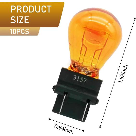 Pack-10 Car Brake Light, 3157 Vehicle Turn Signal Bulb, 12V 21/5W Dual Contact Automobile Lighting Accessories, Universal for Most Cars, Trucks and