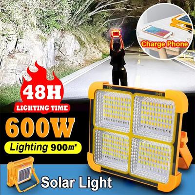 600W Flutlicht Wiederaufladbar Tragbar Solar LED Zeltlicht Laterne Notfall Nachtmarktlicht Outdoor Camping Glühbirne Lampe