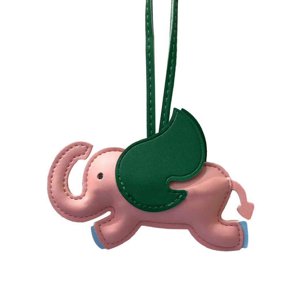 Cute Elephant Keychain PU Leather Animal Pendant Keyring Fashion Bag Ornaments Backpack Decorations Car Key Holder