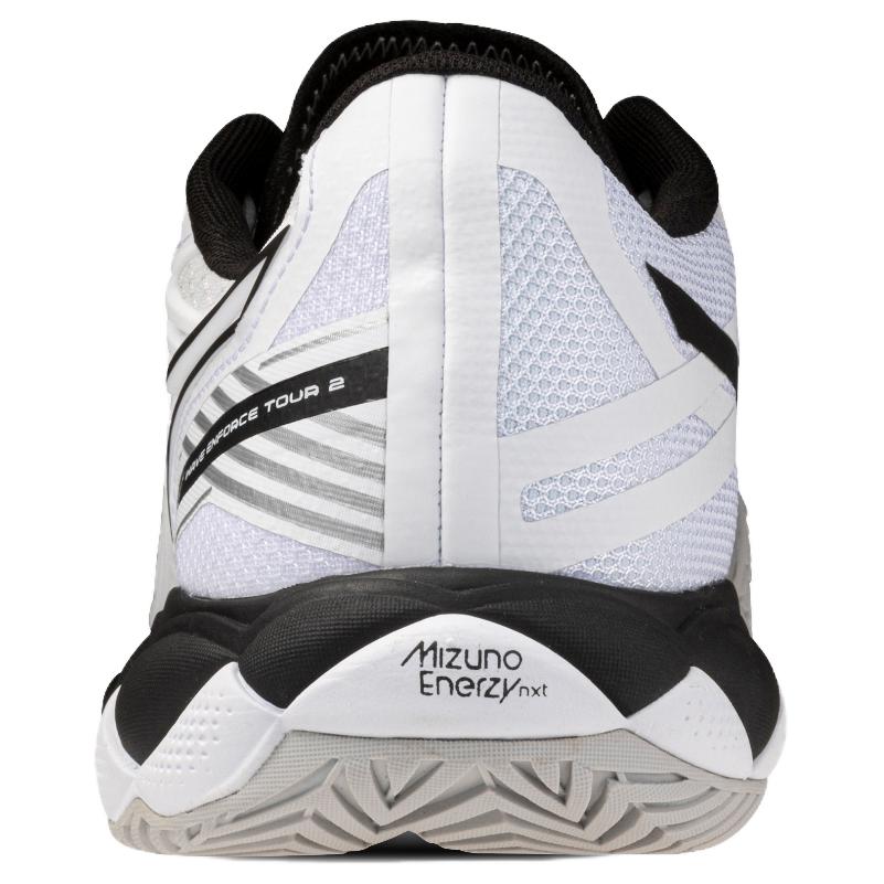 Mizuno Wave Enforce Tour 2 Comfortable Fit Shock Absorption Durable Low Top Tennis Shoes Unisex Sneaker White Black 61GA260009
