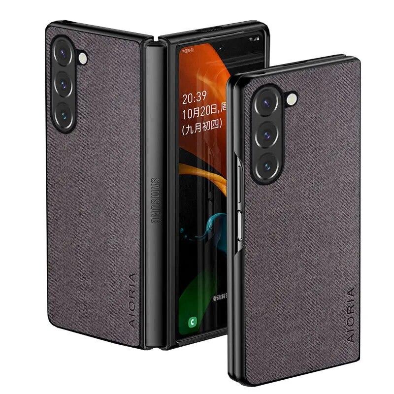 

Чехол для Samsung Galaxy Z Fold 5 4 3 5G Fold5, роскошный текстильный кожаный чехол для Samsung Galaxy Z Fold 5, чехол Z Fold 5 темно-серого