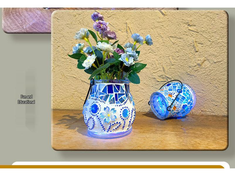 Glass Mosaic Candle Holder DIY Kit: Handmade Parent-Child Educational Toy for Children's Day