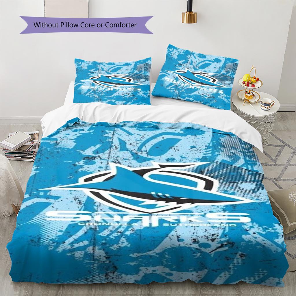 Set Biancheria da Letto con Fantasia San Jose Sharks Copripiumino Federa Decorazione per la Casa Regalo (1 * copripiumino + 2 * federa, senza nucleo)