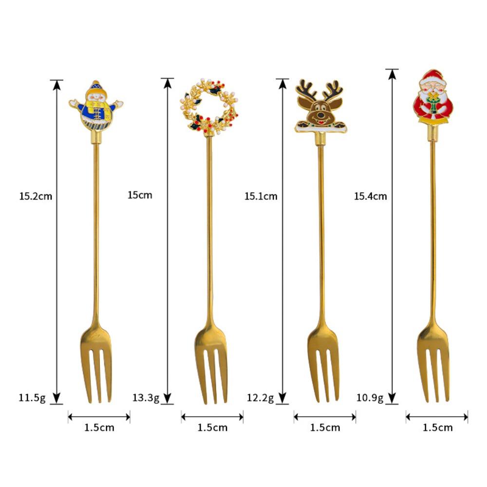 4PCS Set Christmas Stirring Spoon Plated Design Kitchen Utensil Gift  Kitchen Supplies