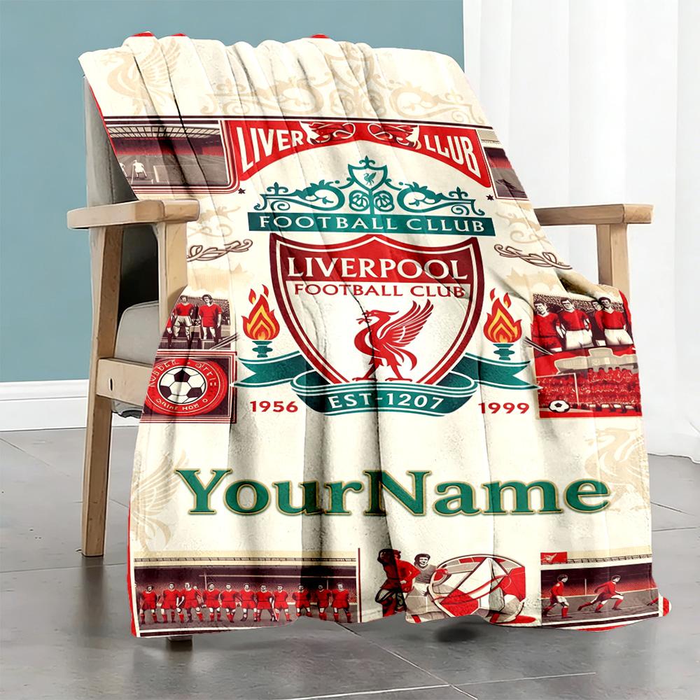 Liverpool Personalized Name Blanket Gift Customizable Blanket Ultra-Soft Great for Couch Office Chair Bed Bedding All-Season Use